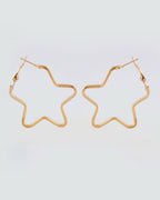VOJ Women Gold Tonned Star Shape Hoop Stainless Steel Earrings | Grab2Buy