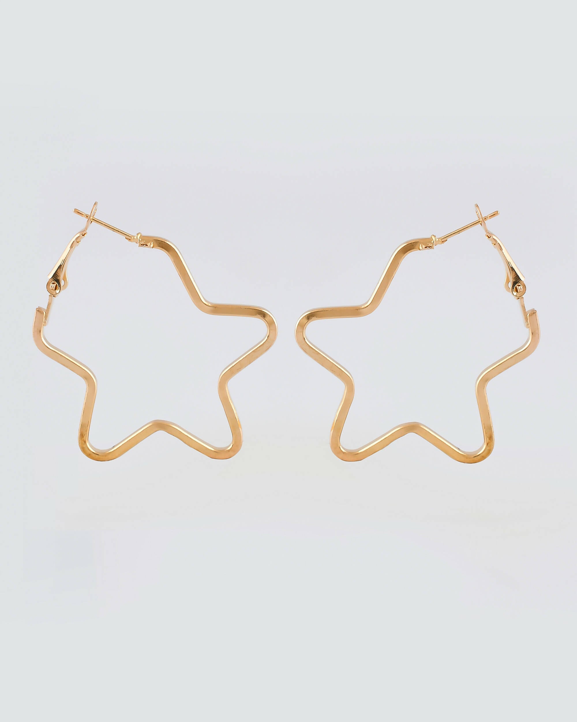 VOJ Women Gold Tonned Star Shape Hoop Stainless Steel Earrings | Grab2Buy