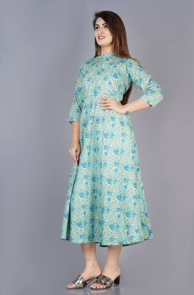 Vamika Cotton Sky Blue Party Wear Kurti | Grab2Buy