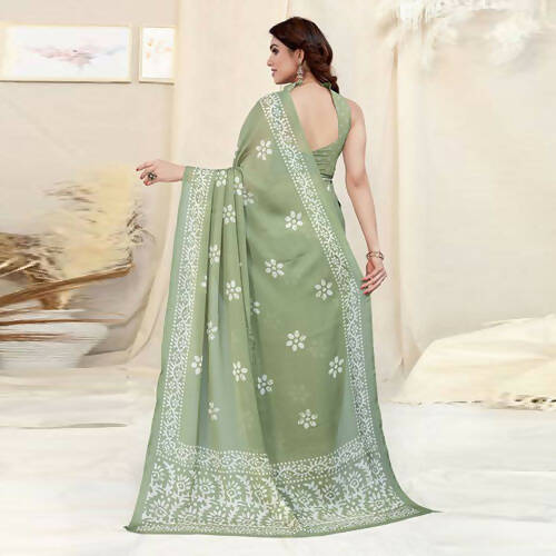 Women's Partywear Designer Pista Chinon Shiffon Fancy Saree - Dyuti | Grab2Buy