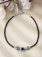 NVR Women Set of 2 Brass-Plated Stone-Studded & Evil Eye Beaded Anklet | Grab2Buy