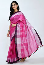 Mominos Fashion Moeza Bhagalpuri Handloom Silk Pink Saree | Grab2Buy