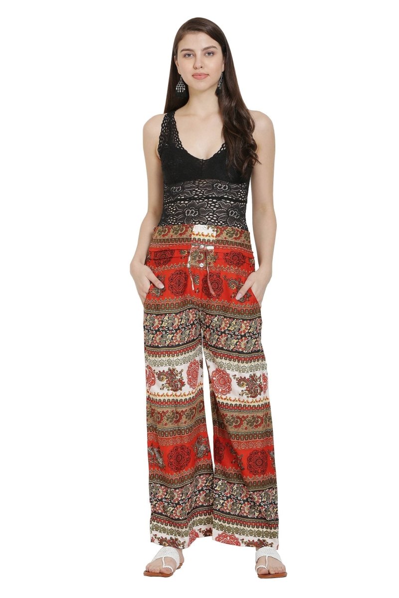 Asmaani Orange Color Mix Print Palazzo | Grab2Buy