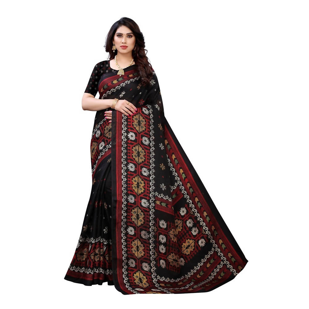 Vamika Printed Jute Silk Black Saree (Namita Black) | Grab2Buy