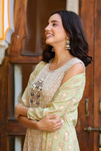 Yufta Green Printed and Embroidered Dress | Grab2Buy