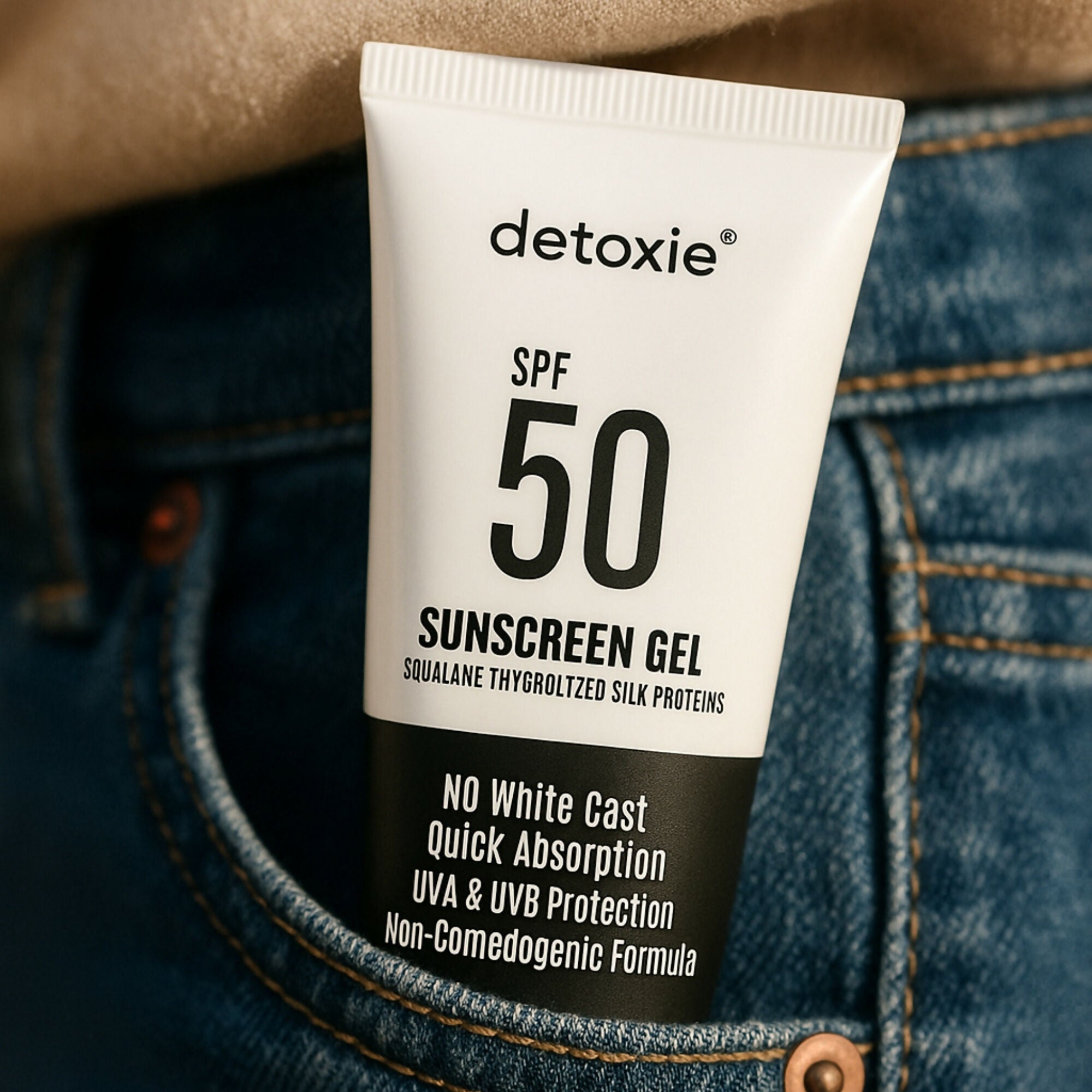 Detoxie Squalene & Silk Protiens SPF50 Sunscreen Gel For All Skin Types | Grab2Buy