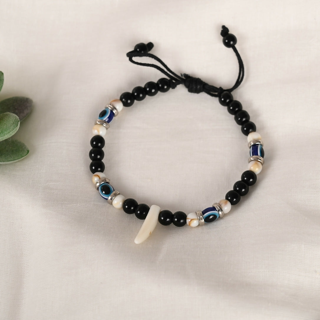 NVR Men & Women Pearl Evil Eye Adjustable Bracelet | Grab2Buy
