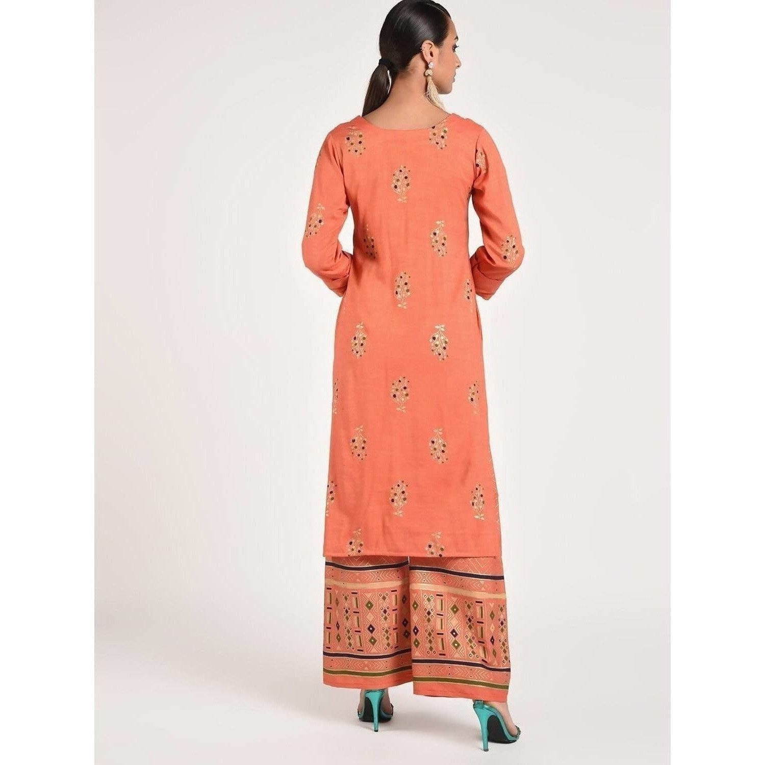 Cheera Women's Beautiful Gold Print And Highlights With Sequence Straight Kurta (CH078K) | Grab2Buy