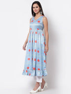 Myshka Cotton Printed Sleeveless Round Neck Multicolor Casual Women's Dress | Grab2Buy