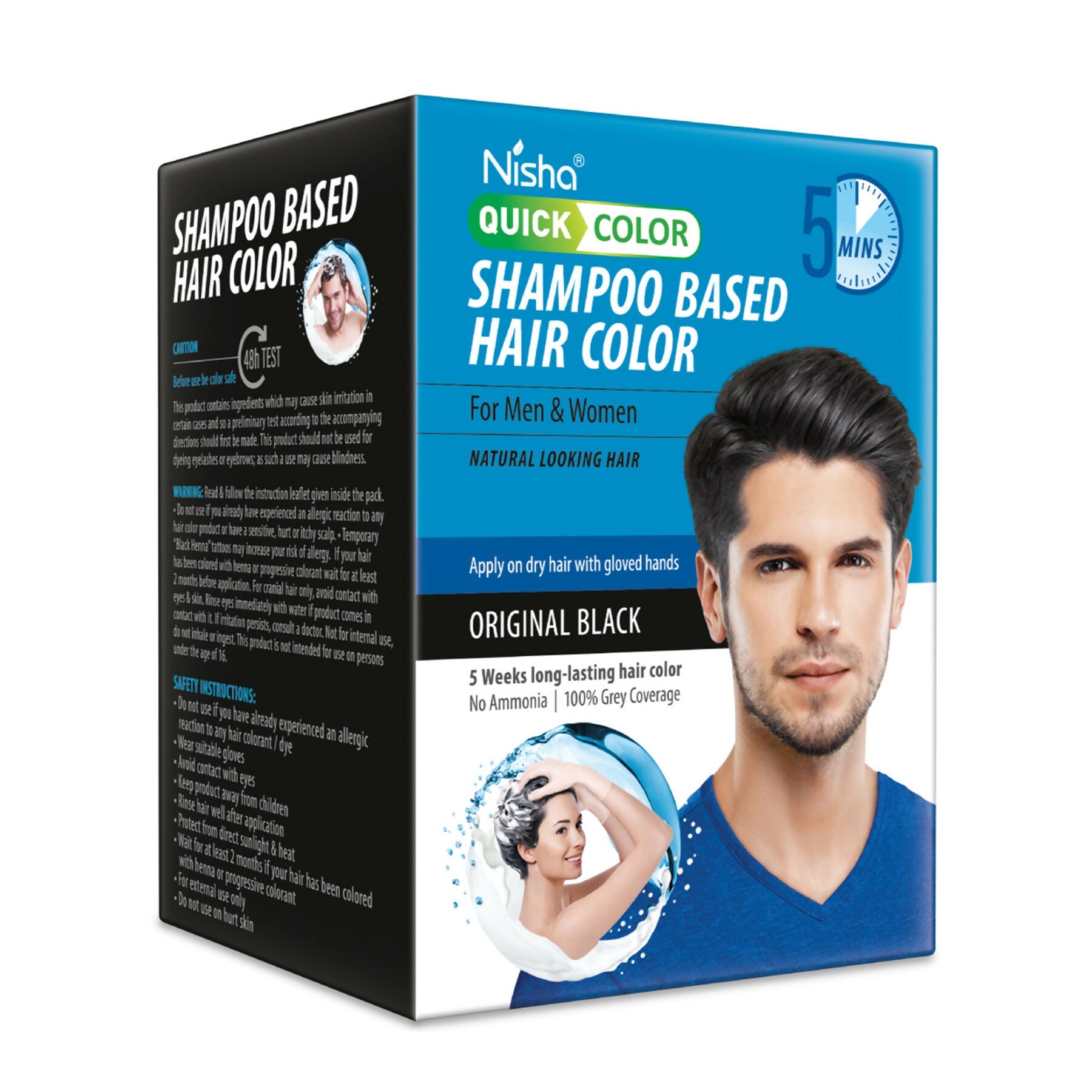 Nisha Quick Color Shampoo Hair Color-Original Black | Grab2Buy