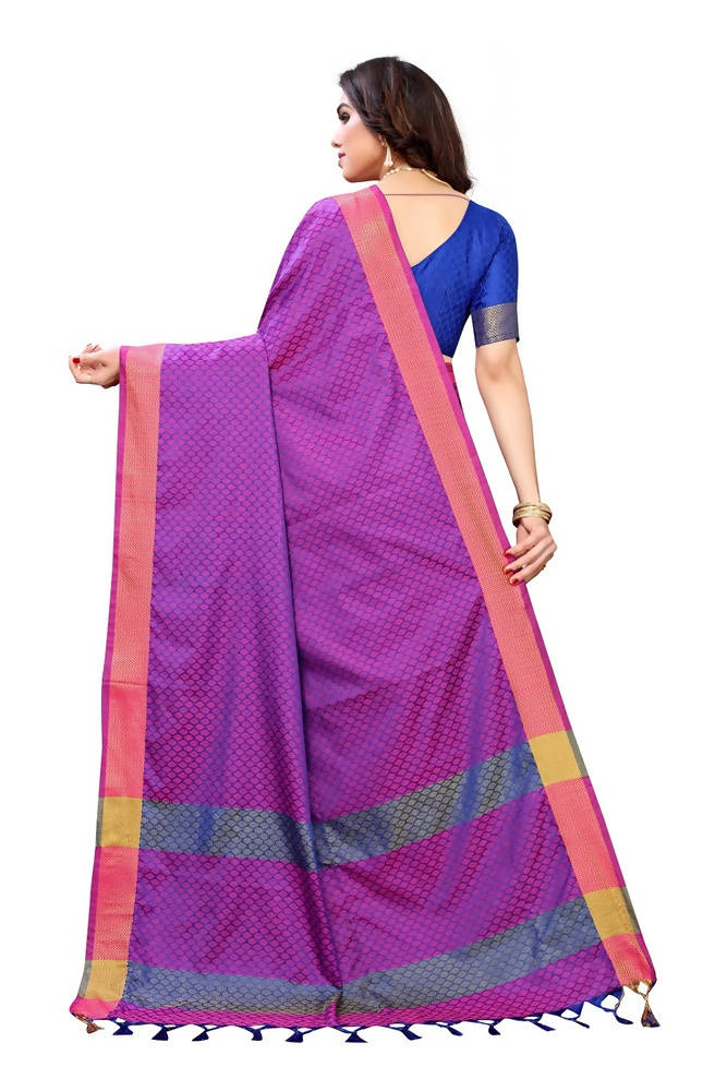 Vamika Banarasi Jacquard Weaving Purple Saree | Grab2Buy