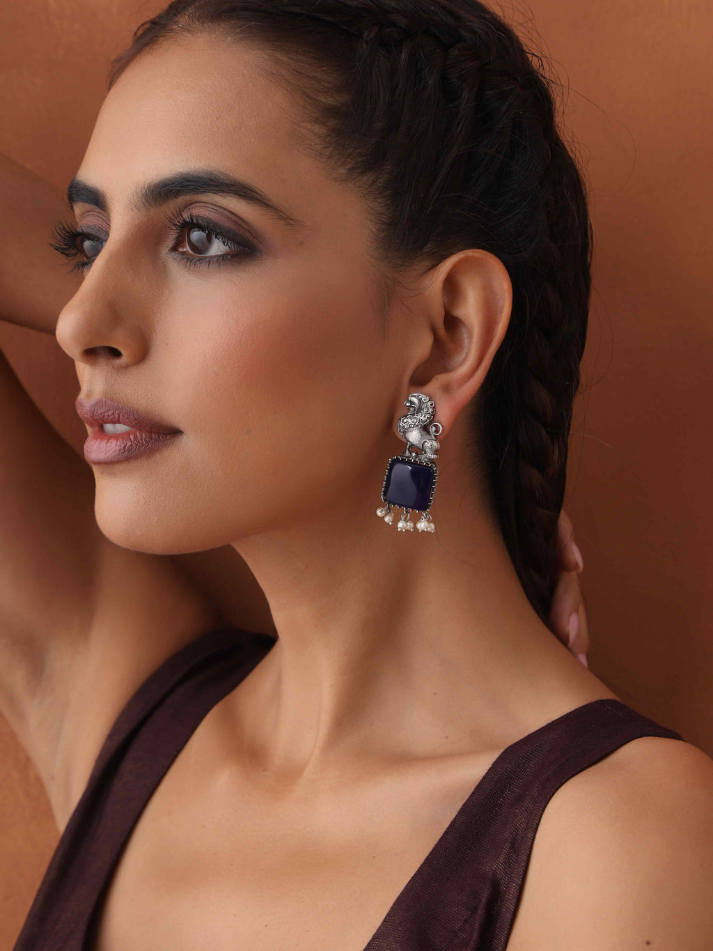 trueBrowns Silver Tone Turquise Stone Earrings | Grab2Buy