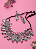 Cardinal Oxidised Silver-Plated Stone-Studded & Beaded Jewellery Set | Grab2Buy