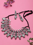 Cardinal Oxidised Silver-Plated Stone-Studded & Beaded Jewellery Set | Grab2Buy