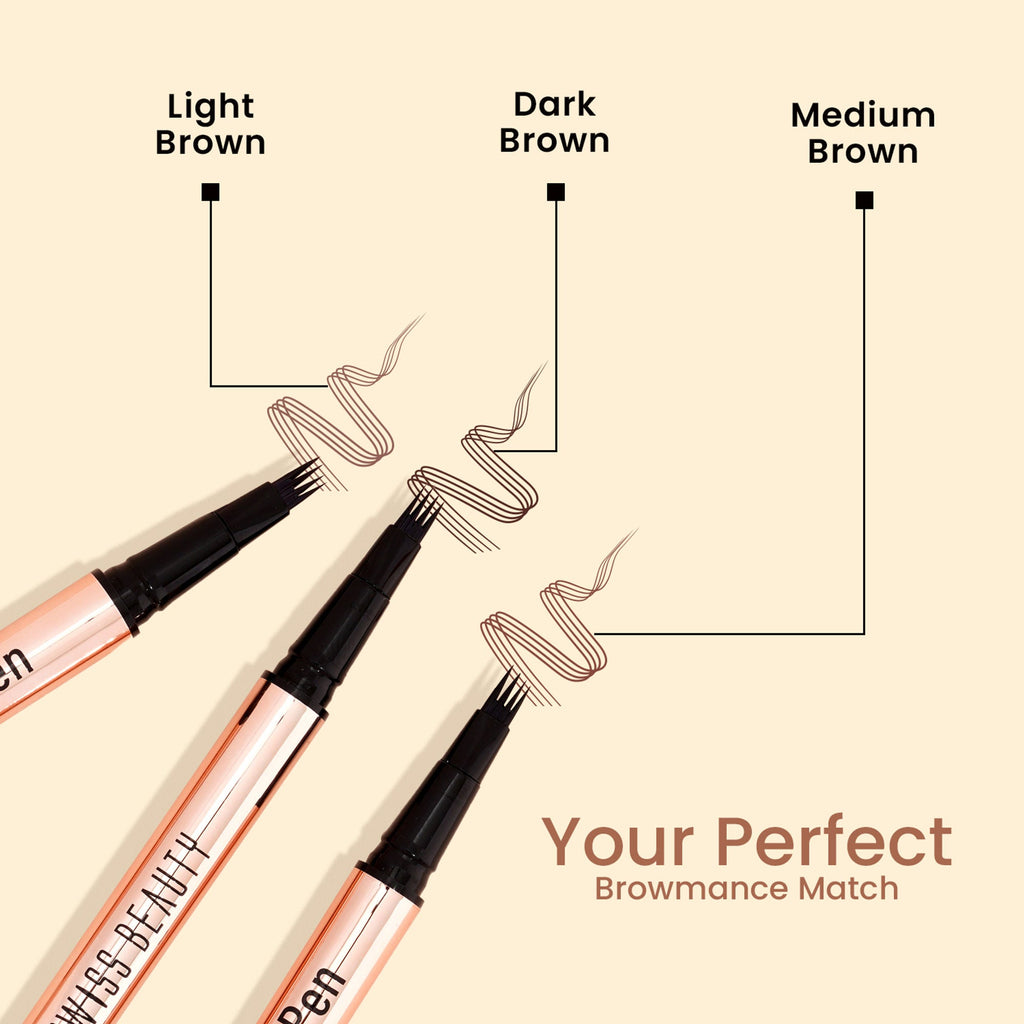 Swiss Beauty Browmance Pen Fills In Sparse Hair For 8-Hour Stay - 3 Dark Brown