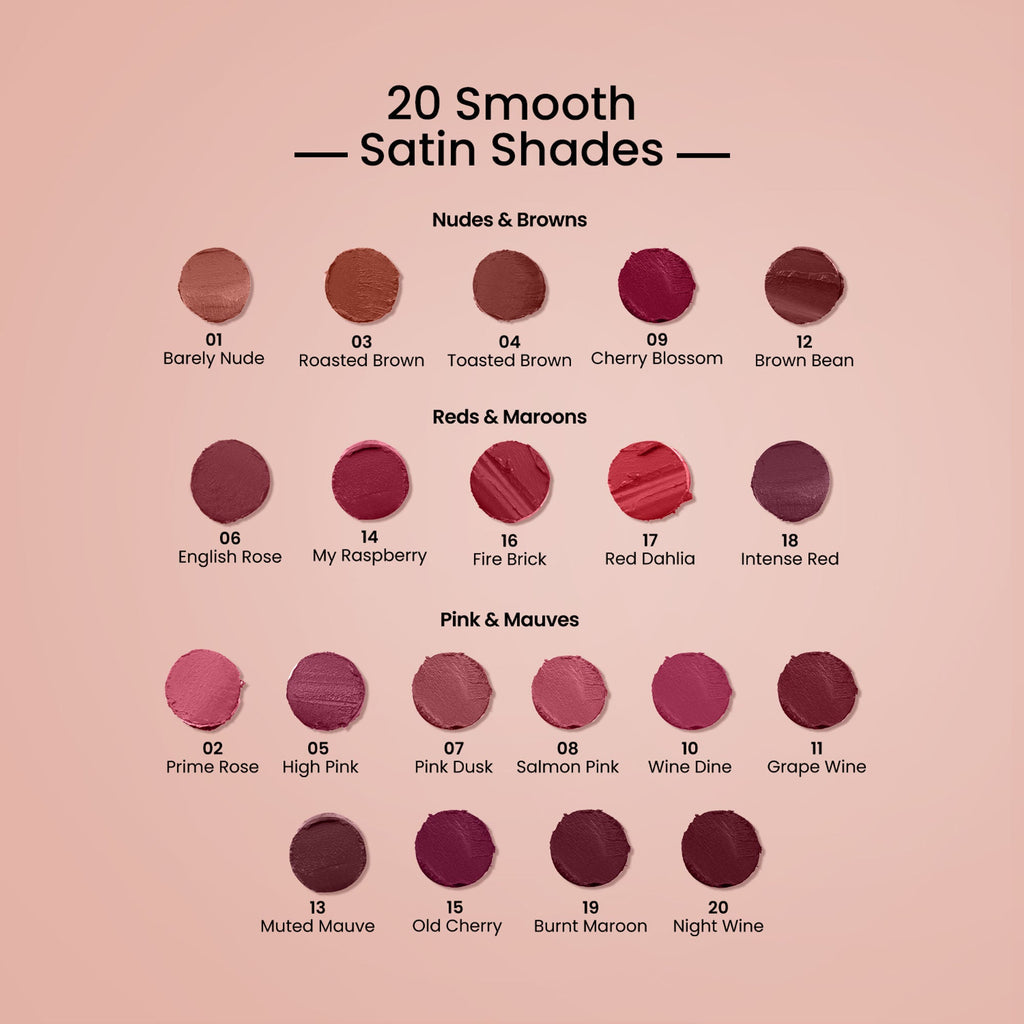 Swiss Beauty Satin Comfort Smooth Glide, Highly Pigmented , Ultra Hydrating Lipstick - 13 Muted Mauve | Grab2Buy