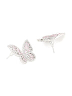 Yellow Chimes Silver-Toned & Pink Quirky Butterfly Studs Earrings | Grab2Buy
