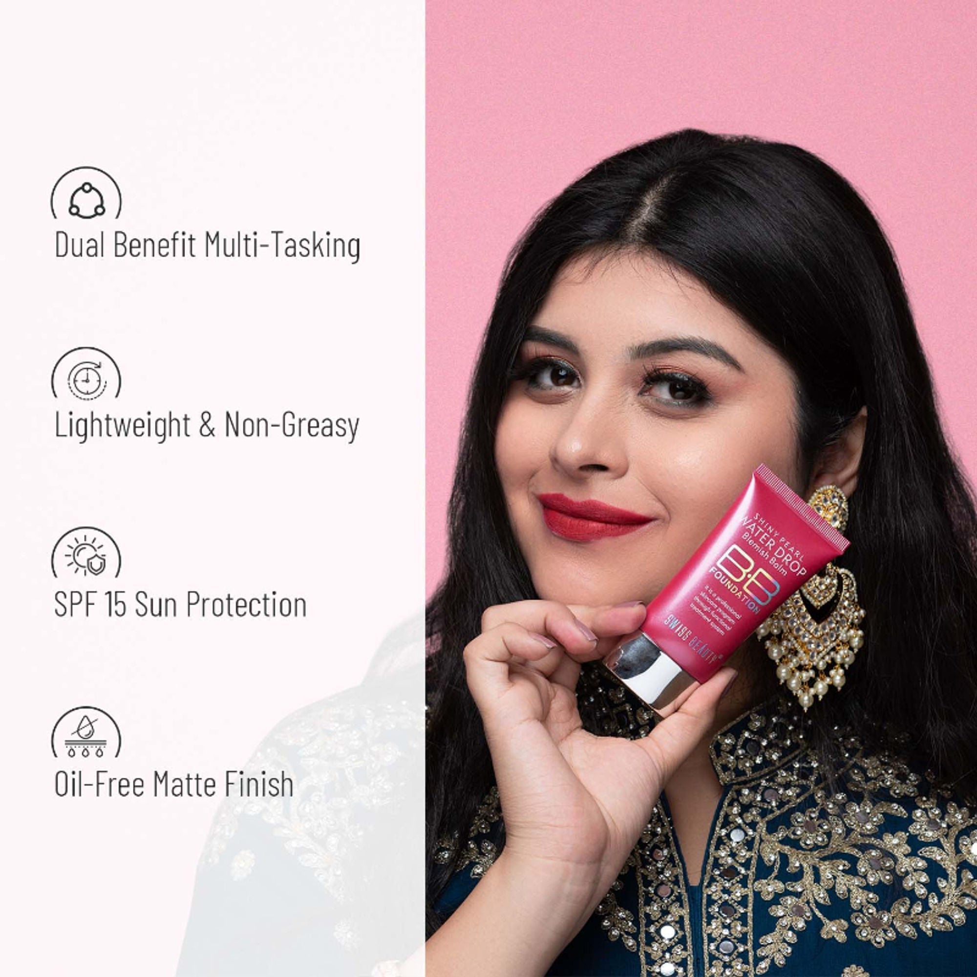 Swiss Beauty Shiny Pearl Water Drop Blemish Balm BB Foundation - 1 | Grab2Buy