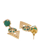 Shoshaa Green Gold-Polished Enamelled Contemporary Drop Earrings | Grab2Buy