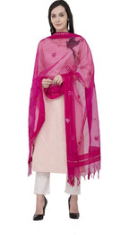 Mominos Fashion Pink Orgenza Gota Flower Dupatta | Grab2Buy