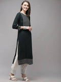 Yufta Women Green Yoke Design Regular Sequinned Kurta with Palazzo & With Dupatta | Grab2Buy