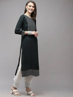 Yufta Women Green Yoke Design Regular Sequinned Kurta with Palazzo & With Dupatta | Grab2Buy
