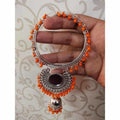 MS Fashion India Trendy Silver Latkan Jhumka Bangles With Orange Pearls | Grab2Buy