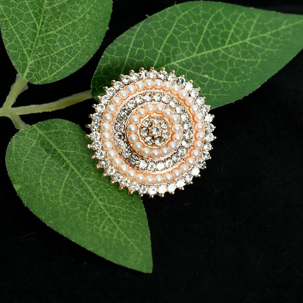 Mominos Fashion Joharkamal Gold-Polished Stone Studded Adjustable Finger Ring - Design 05 | Grab2Buy