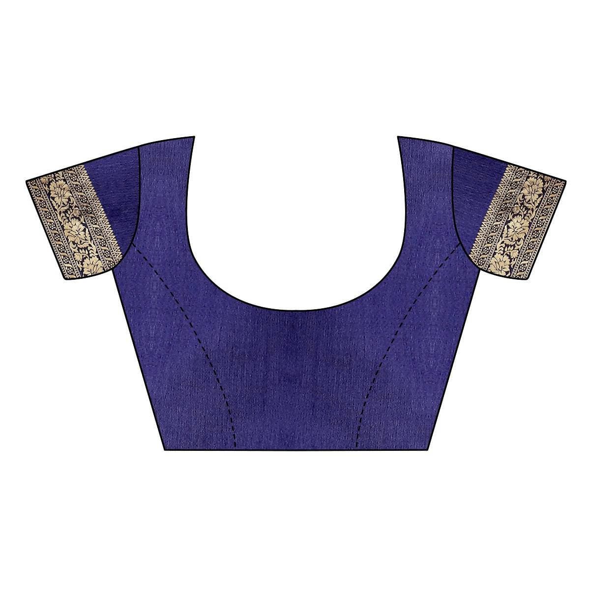 Vamika Traditional Banarasi Jacquard Weaving Navy Blue Saree | Grab2Buy