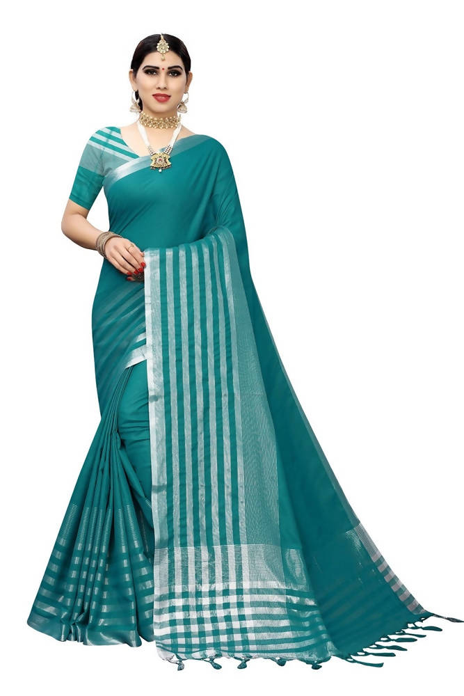 Vamika Rama Green Cotton Silk Weaving Saree (Twitter Rama) | Grab2Buy