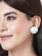 NVR Women's White Color Moon Stud Earrings | Grab2Buy