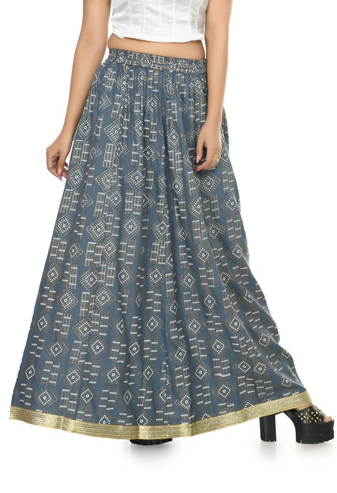 Mominos Fashion Moeza Cotton Grey Printed Lehenga (Lancha) | Grab2Buy