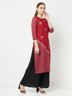 Aniyah Rayon Digital Screen Print Maroon Straight Kurta | Grab2Buy