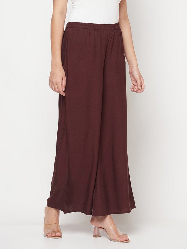 Aniyah Rayon Flared Slip-On Coffee Color Palazzo | Grab2Buy
