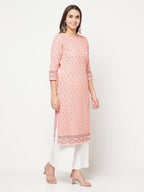 Aniyah Rayon Digital Screen Print Peach Color Straight Kurta | Grab2Buy