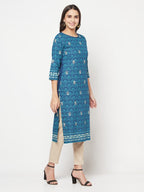Aniyah Rayon Digital Screen Printed Blue Color Straight Kurta | Grab2Buy