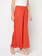 Aniyah Rayon Flared Slip-On Rust Color Palazzo | Grab2Buy