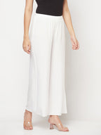 Indian Clothing Aniyah Rayon Flared Slip-On White Palazzo | Grab2Buy