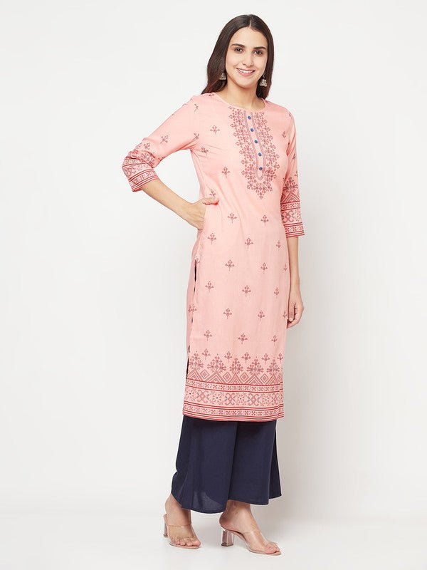 Aniyah Peach Color Rayon Digital Screen Print Straight Kurta | Grab2Buy