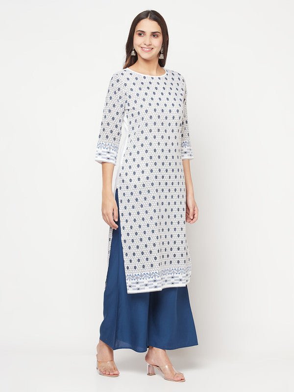 Aniyah Rayon Digital Screen Print White Straight Kurta | Grab2Buy