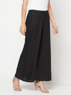 Aniyah Rayon Flared Slip-On Black Palazzo | Grab2Buy