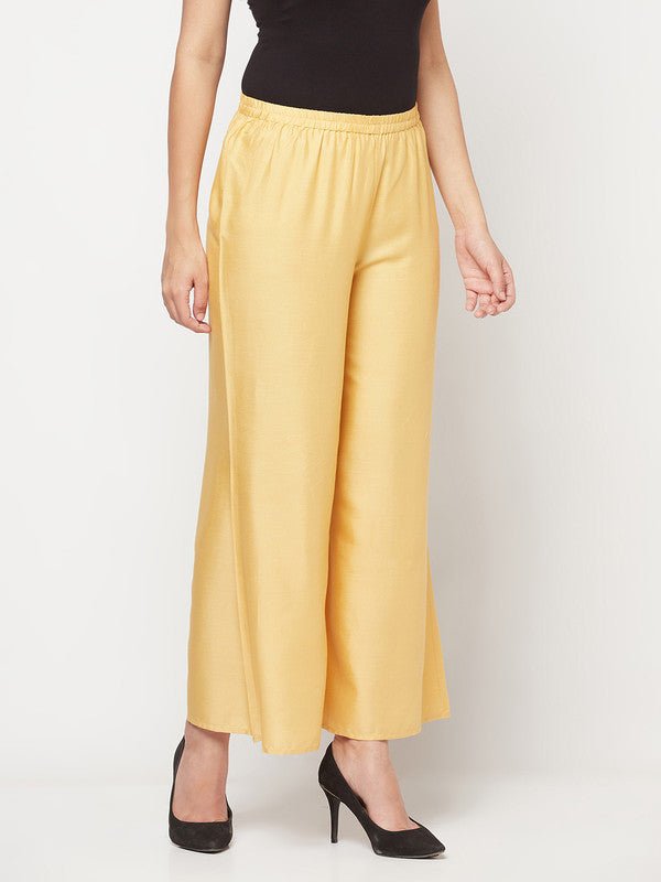 Aniyah Rayon Flared Slip-On Golden-Beige Palazzo | Grab2Buy