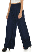 Mominos Fashion Moeza Reyon Cotton Navy Blue Chikan Work Palazzo | Grab2Buy