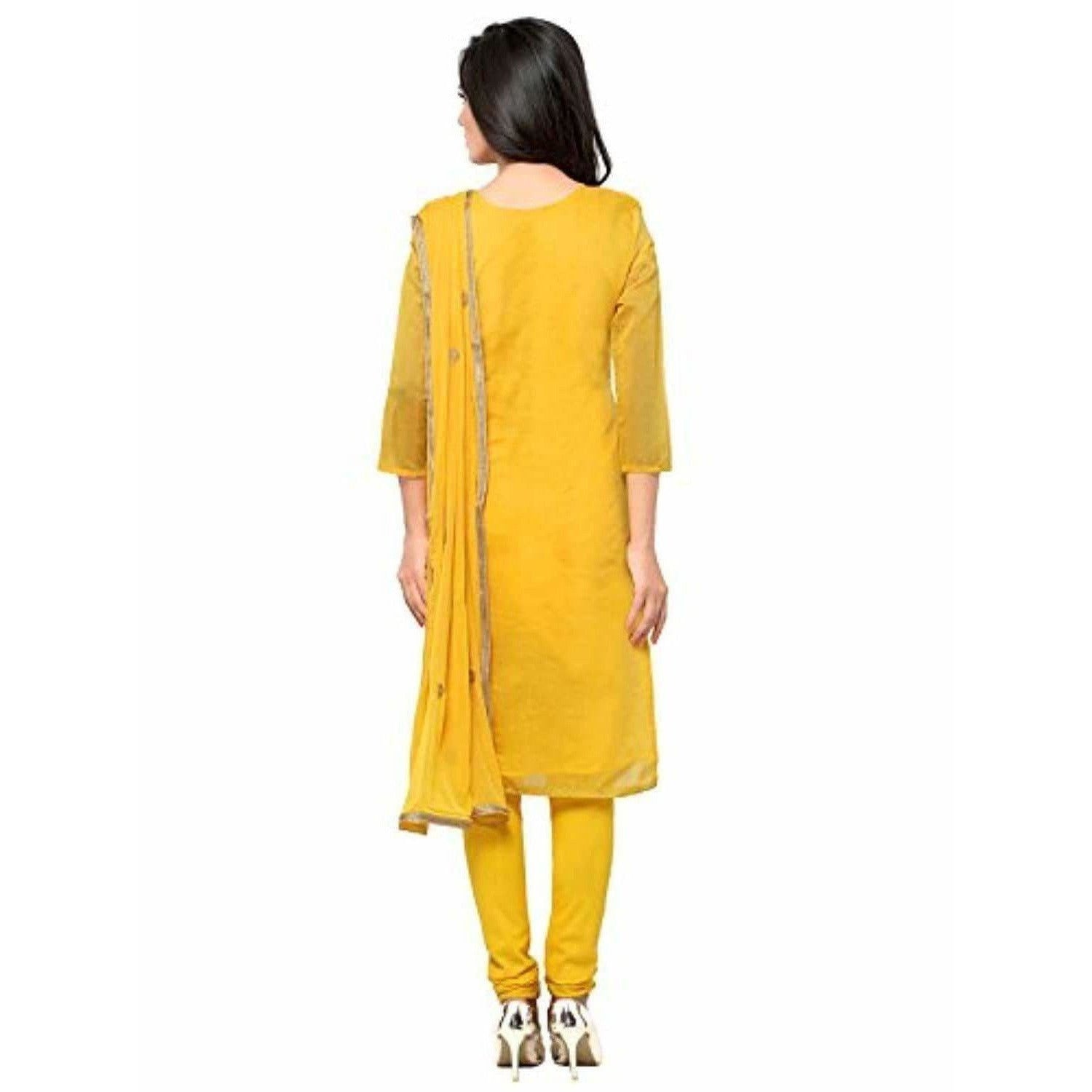 Yellow Chanderi Cotton Dress Material | Grab2Buy