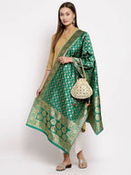 Myshka Women's Green Silk Print Casual Dupatta | Grab2Buy
