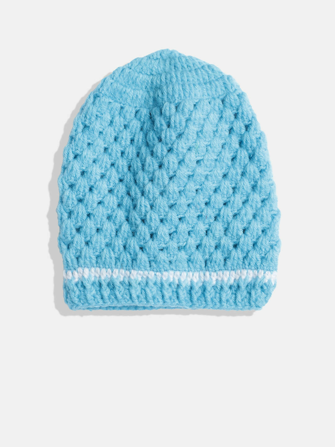 Chutput Kids Woollen Hand Knitted Pearl Embellished Floral Detailed Cap - Blue | Grab2Buy