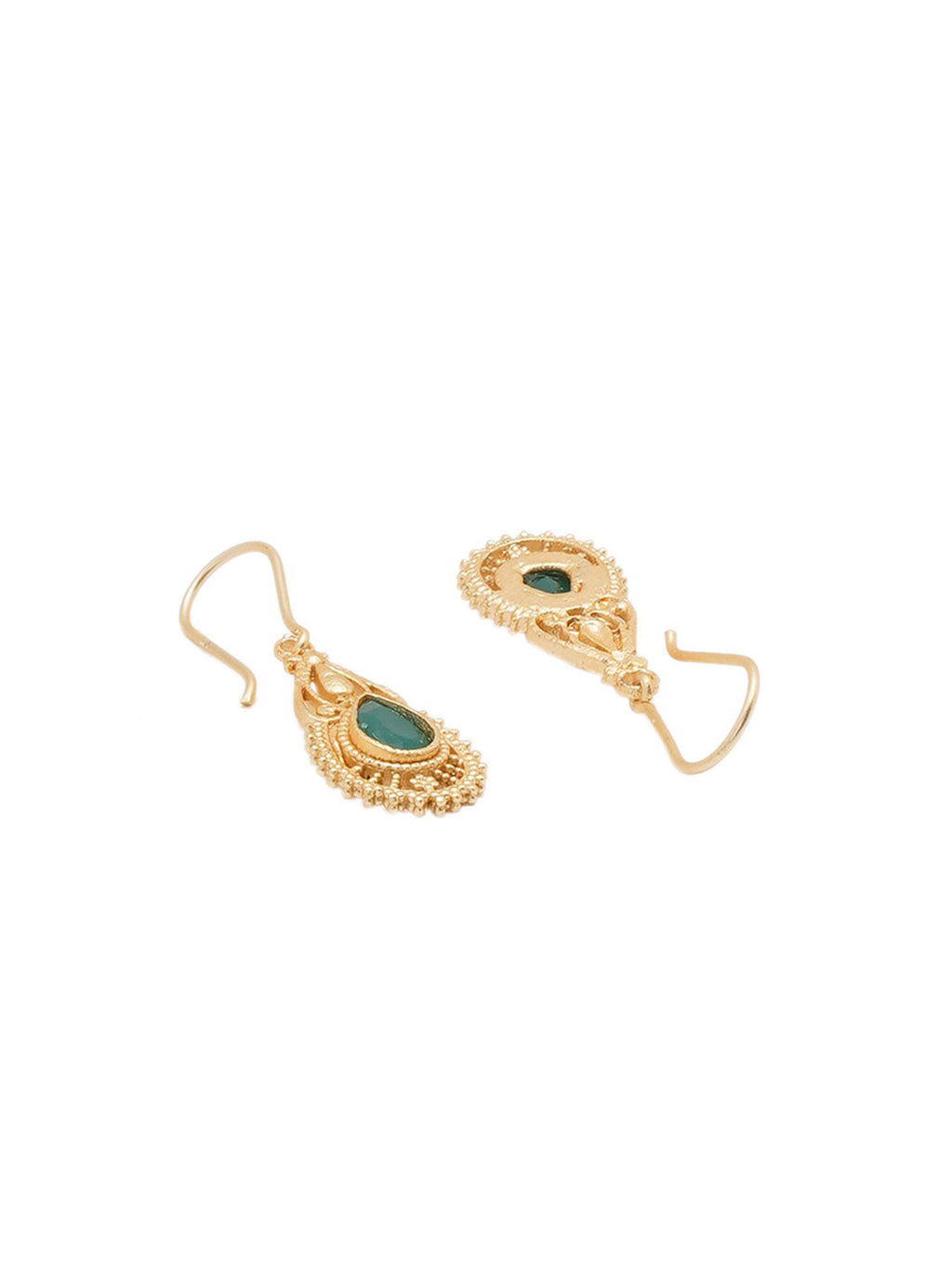 Shoshaa Green Gold-Polished Handcrafted Classic Drop Earrings | Grab2Buy