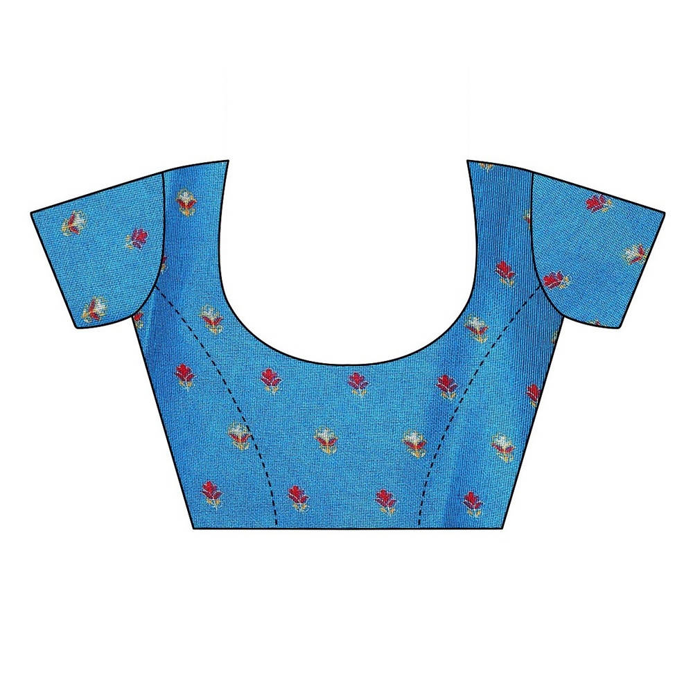 Vamika Printed Jute Silk Blue Saree (Rishika Blue) | Grab2Buy