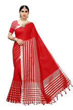 Vamika Red Cotton Silk Weaving Saree (Twitter Red) | Grab2Buy
