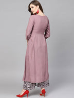 Yufta Women Mauve & Black Embroidered Kurta with Palazzo | Grab2Buy